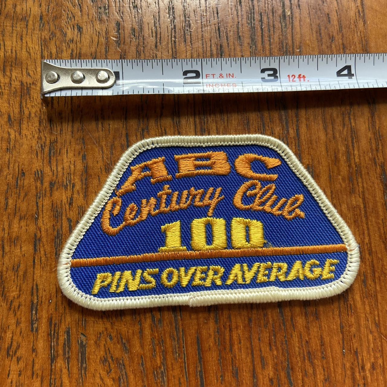 Vintage 80s USA ABC century club bowling strike embroidered sew on badge collectible patch