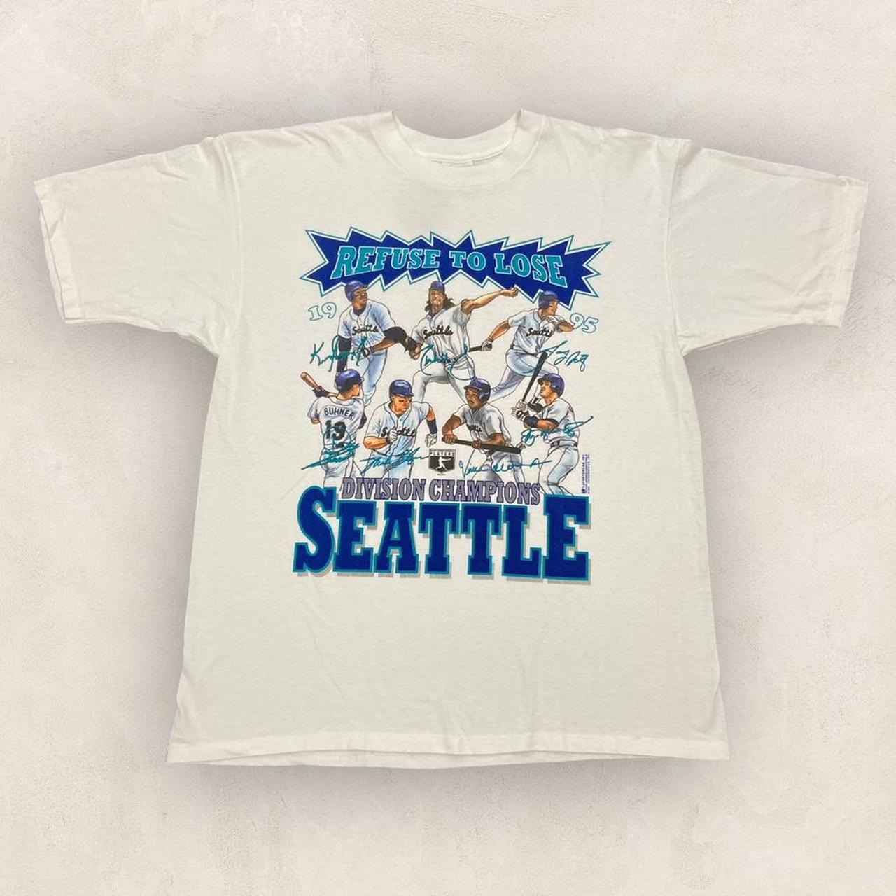 Vintage 90s USA Seattle Mariners Baseball MLB division champions promotional graphic t-shirt