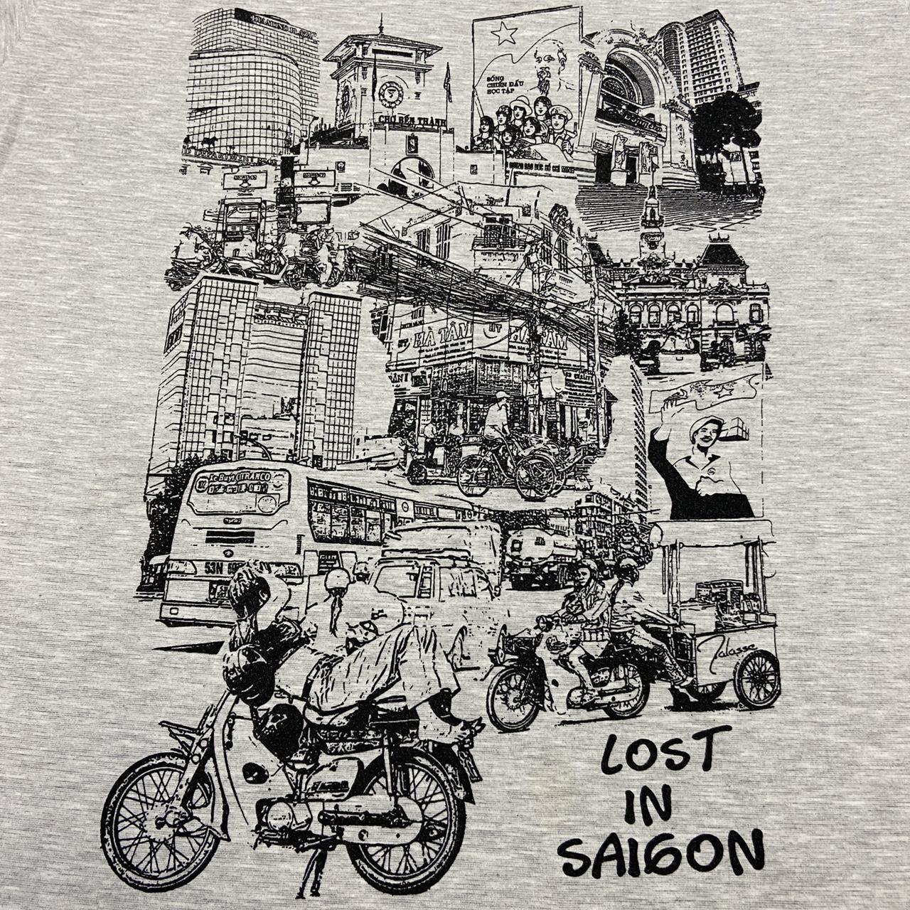Vintage 90s Lost in Saigon Vietnam graphic grey t-shirt