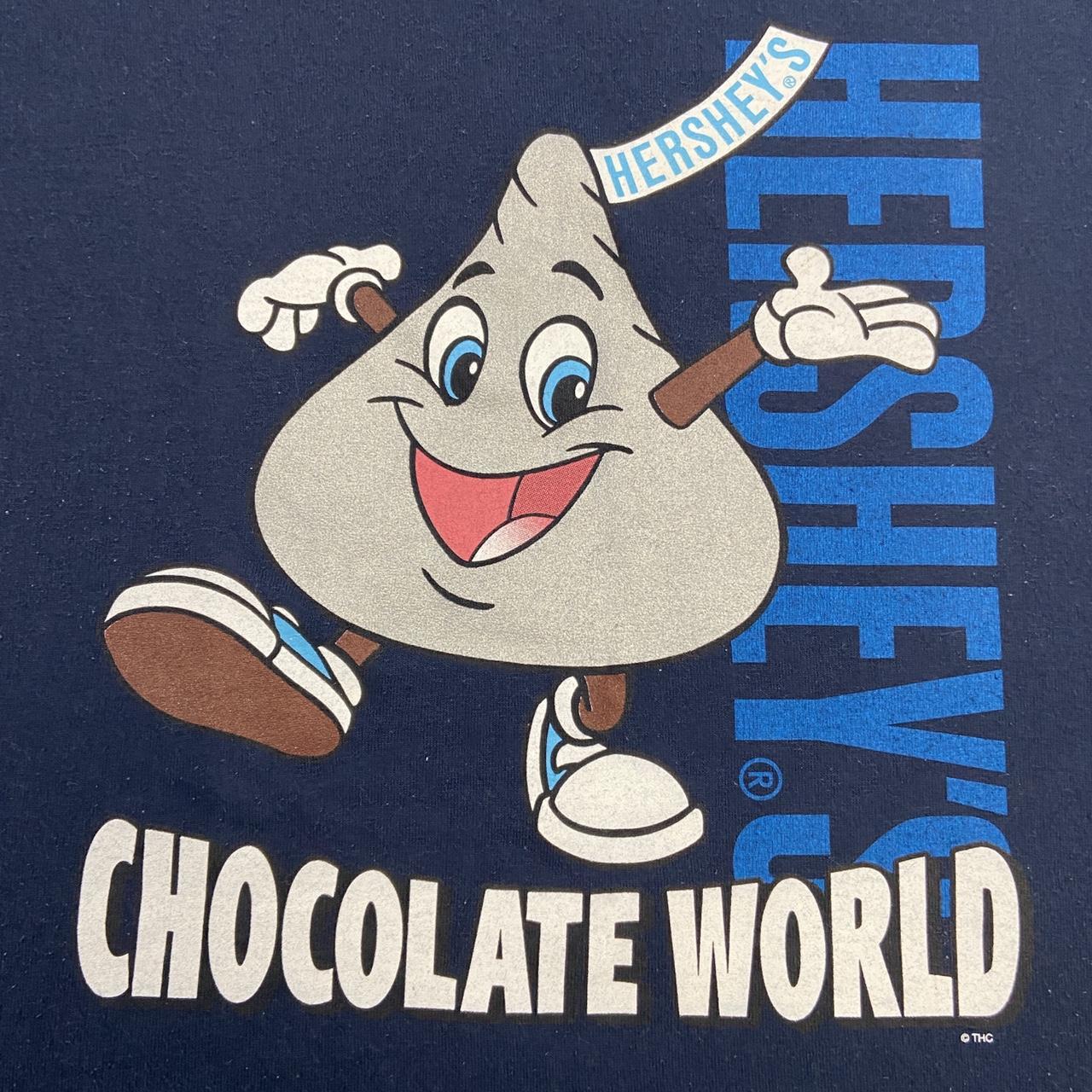 Vintage 90s USA Hershey’s Kiss Chocolate World American candy graphic navy t-shirt