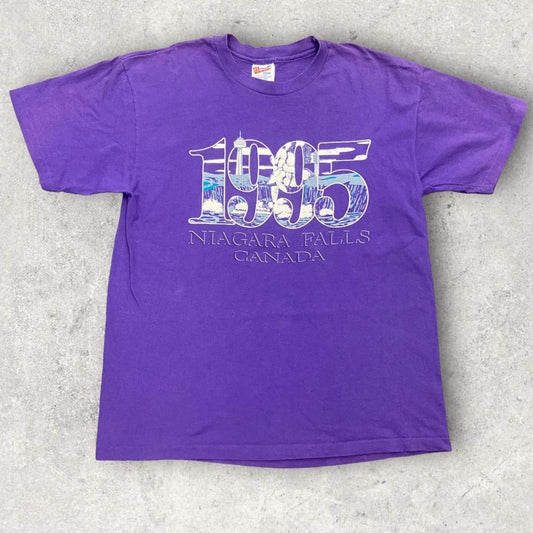 Vintage 90s Canada Niagara Falls waterfall nature promotional graphic t-shirt