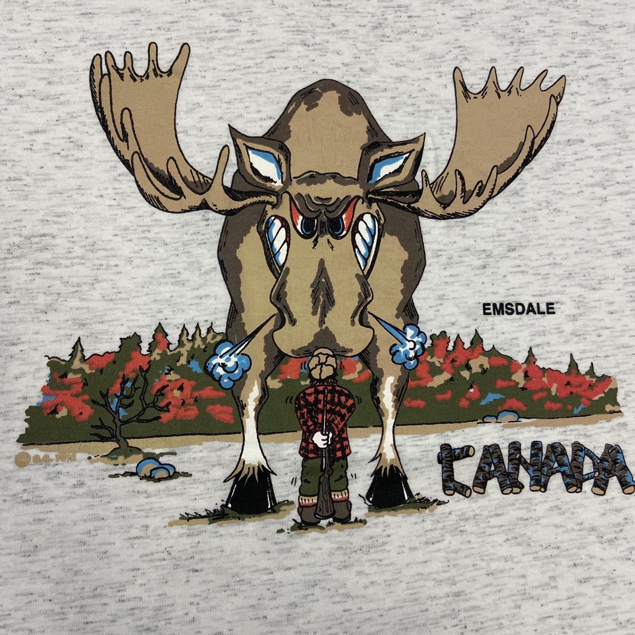 Vintage 90s Canada emsdale moose hunter promotional graphic t-shirt