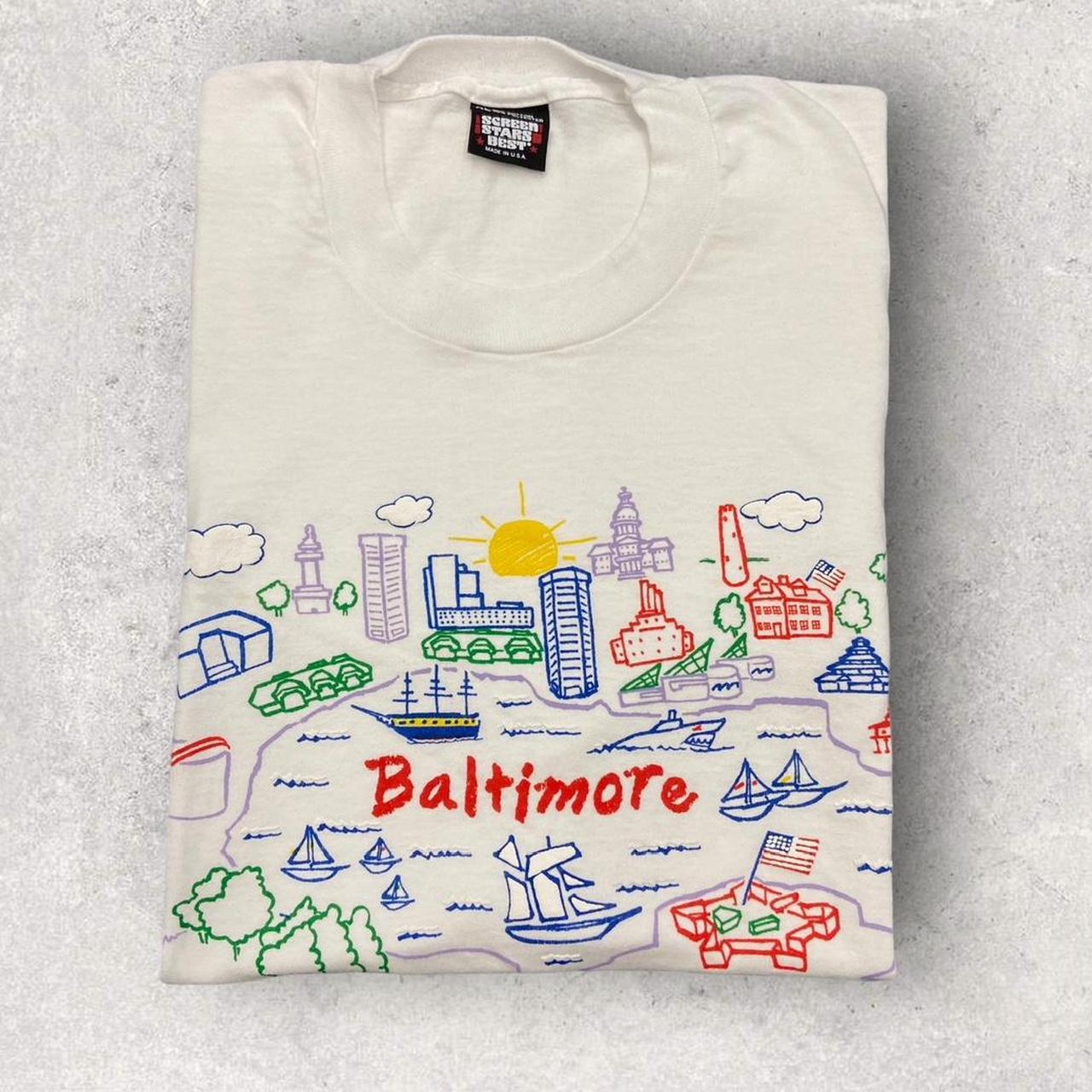 Vintage 90s USA Baltimore Maryland tourist souvenir promotional graphic t-shirt