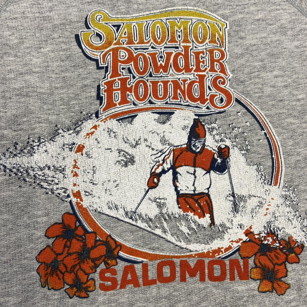 Vintage 90s Salomon sports powder hounds ski snowboard snow sports promotional graphic sweatshirt