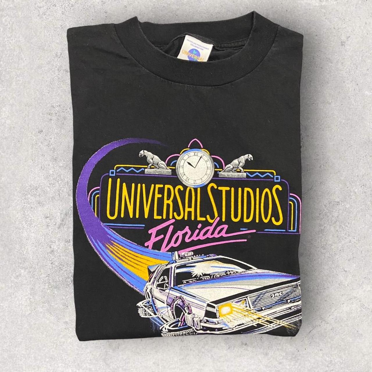 Vintage 90s USA Universal Studios Florida theme park back to the future movie graphic t-shirt