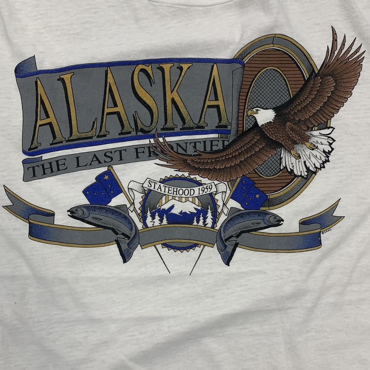 Vintage 90s USA Alaska eagle the last frontier promotional graphic t-shirt