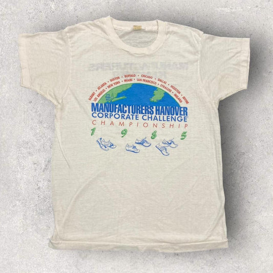 Vintage 80s USA manufacturers Hanover corporate challenge championship promotional graphic t-shirt