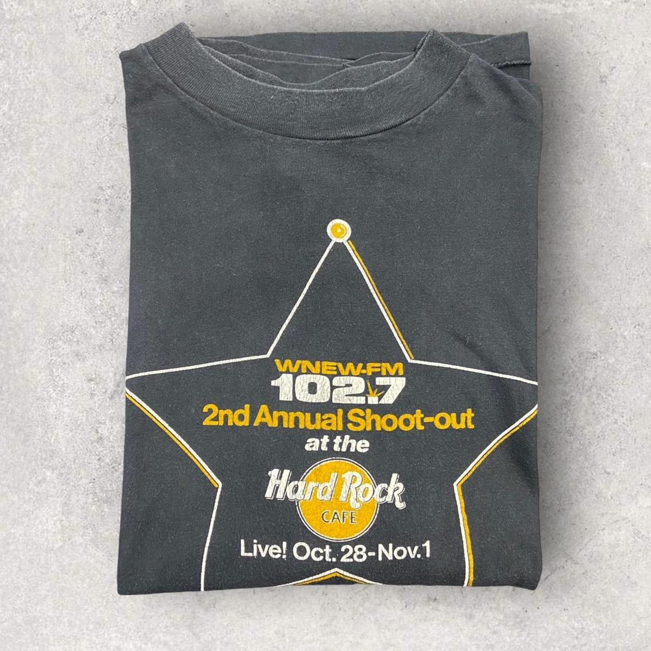 Vintage 90s USA Hard Rock Cafe WNEW FM radio annual shoot out Moosehead beer virgin graphic t-shirt