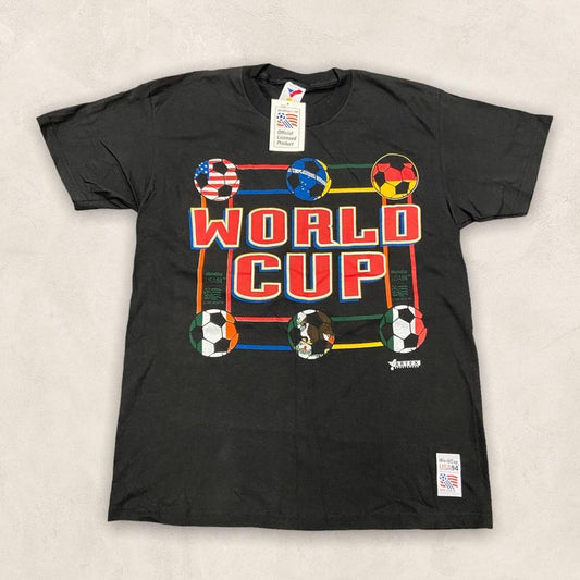 Vintage 90s USA World Cup 94 football tournament graphic black t-shirt