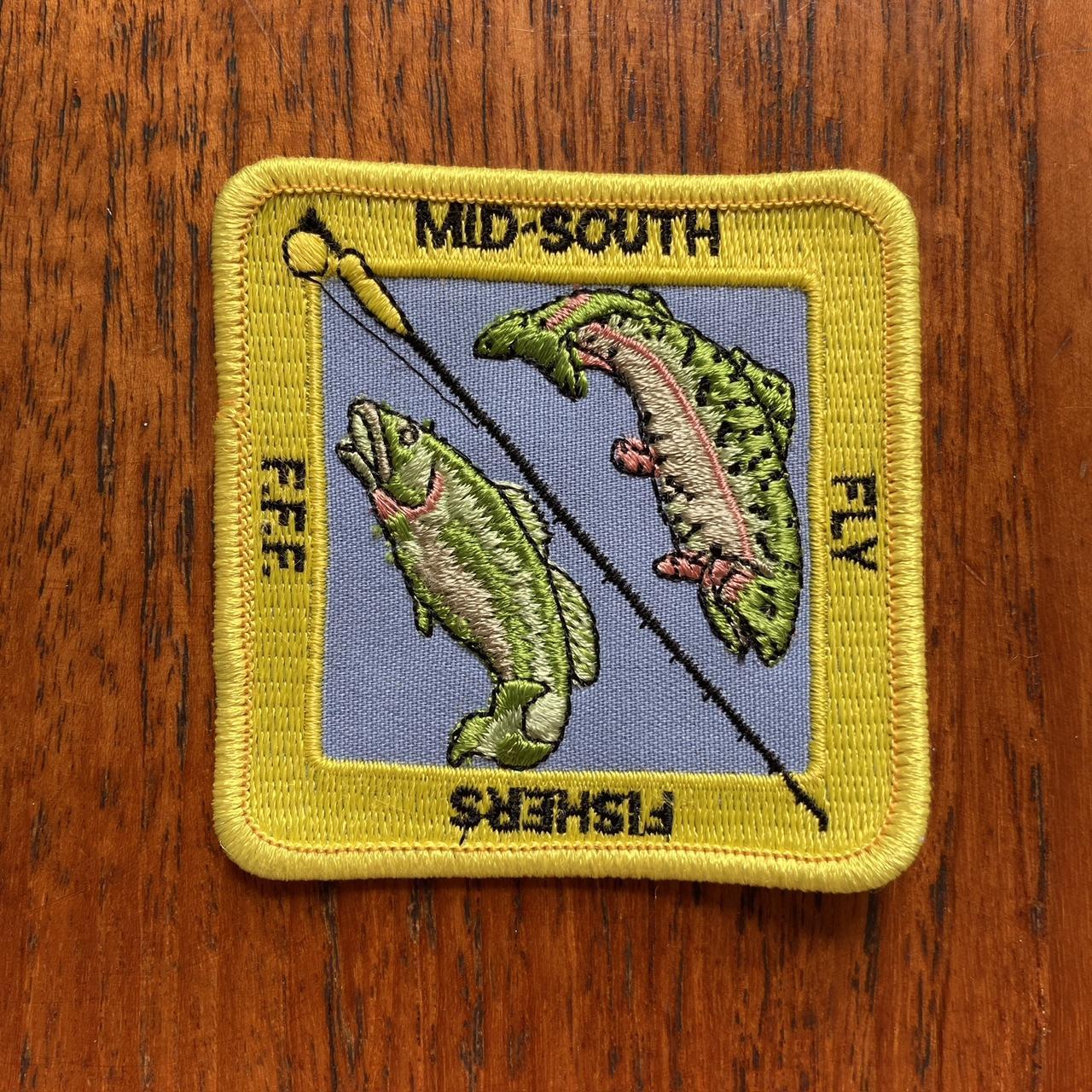 Vintage 80s USA patch mid-south fly fishers fishing embroidered sew on badge