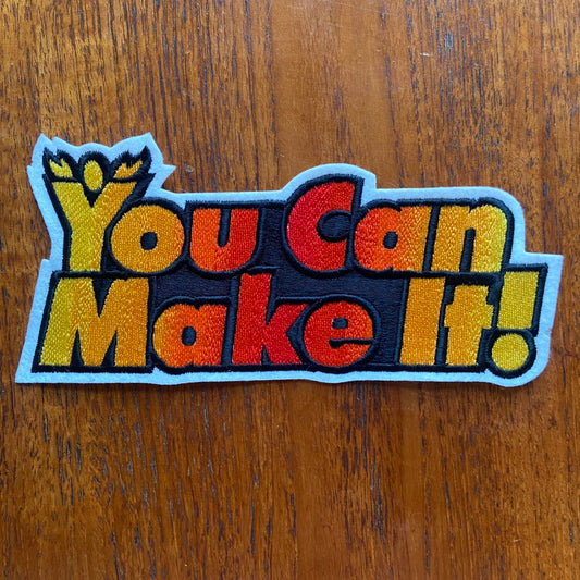 Vintage 80s USA patch ‘you can make it’ slogan large embroidered sew on badge