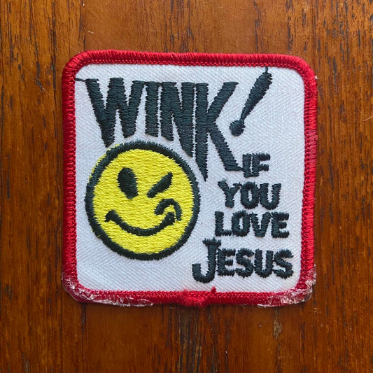 Vintage 80s USA patch wink if you love Jesus slogan embroidered sew on badge