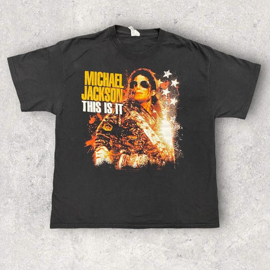 Vintage Y2K Michael Jackson this is it music world tour promotional graphic t-shirt