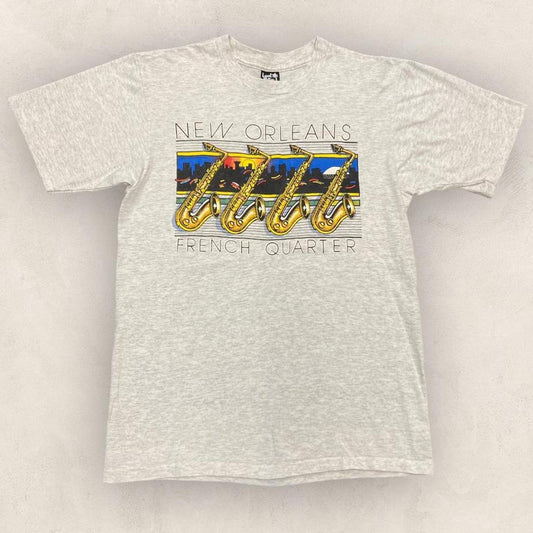 Vintage 90s USA New Orleans jazz French quarter promotional graphic t-shirt