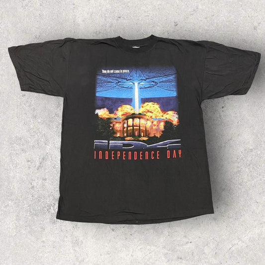 Vintage 90s USA Independence Day Film Movie will smith promotional graphic t-shirt