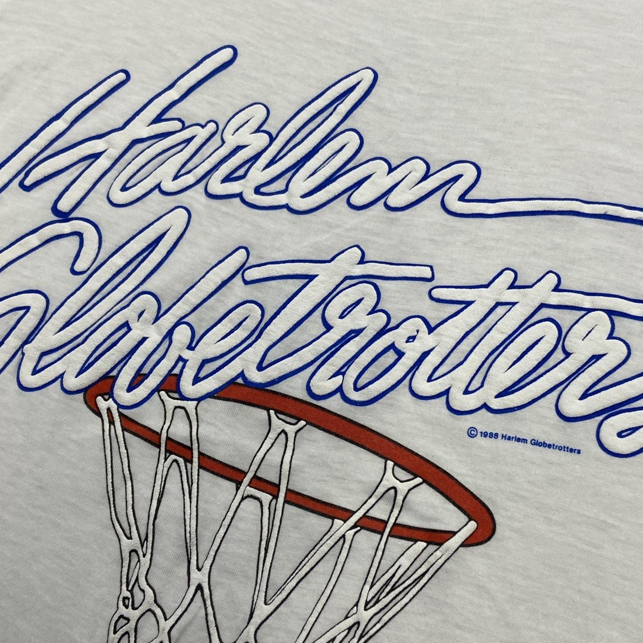 Vintage 80s Harlem Globetrotters basketball graphic white t-shirt