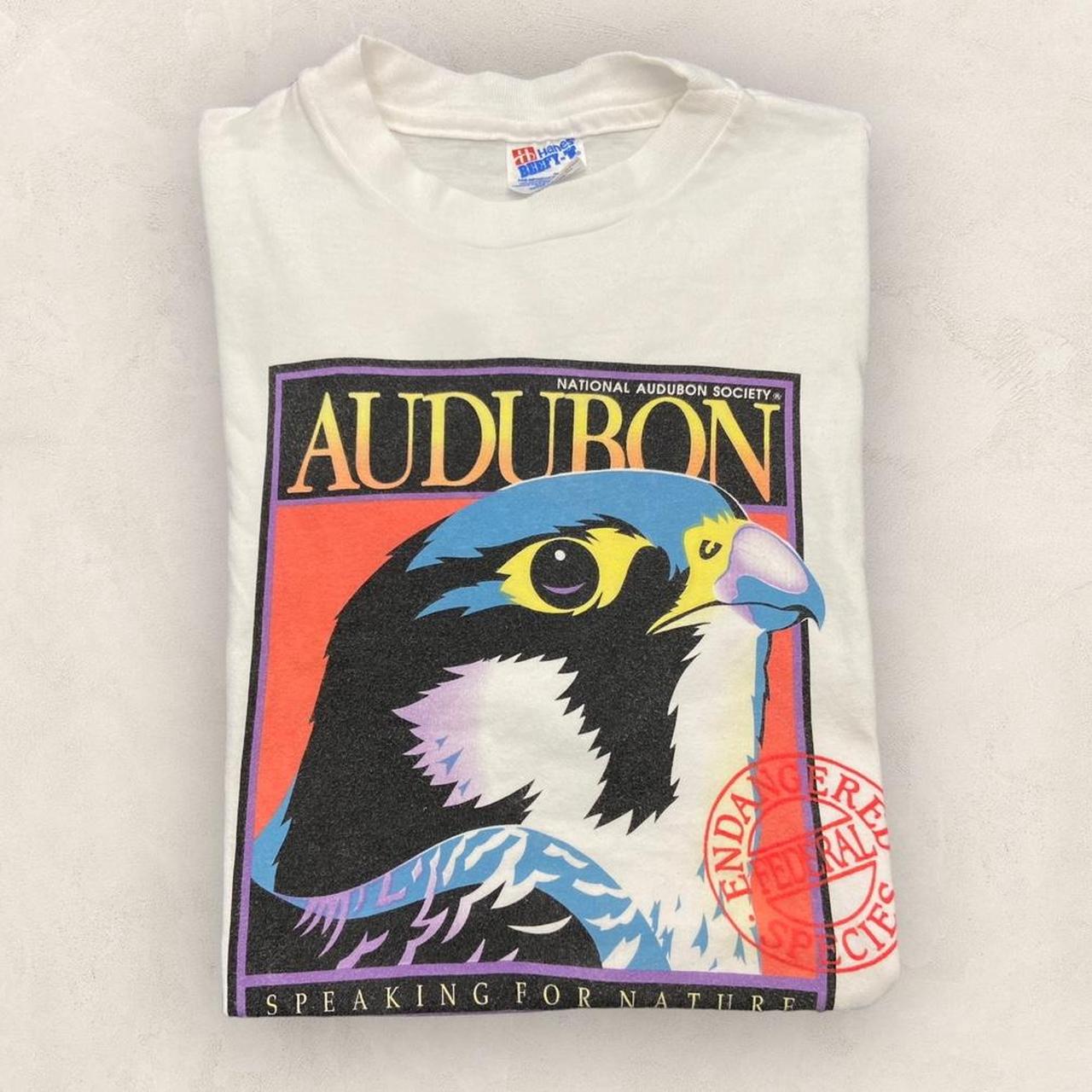 Vintage 90s USA National Audubon society peregrine falcon wildlife nature graphic t-shirt