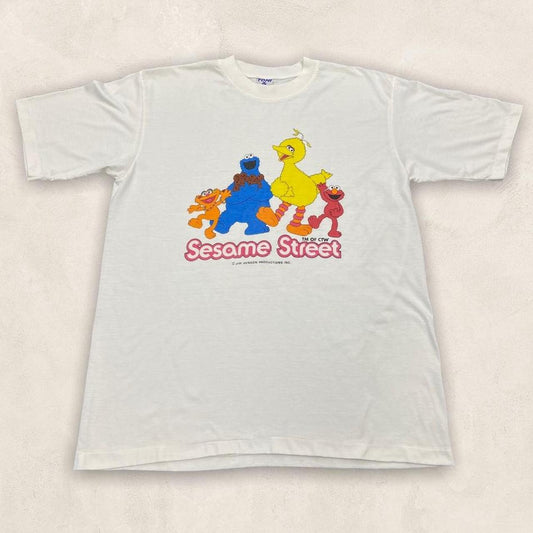 Vintage 90s USA Sesame Street tv show graphic white t-shirt