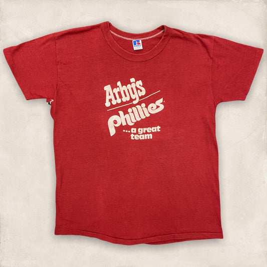 Vintage 90s USA Arby’s Phillies MLB Baseball Philadelphia Phillies promotional graphic t-shirt