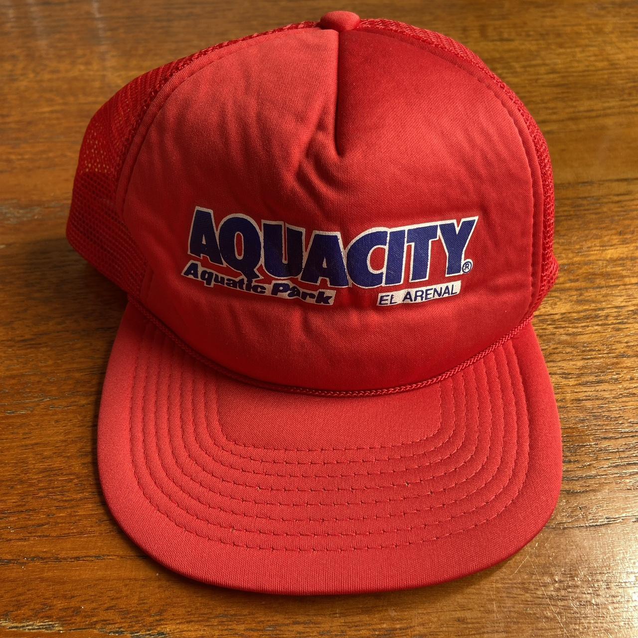 Vintage 90s Aquacity aquatic park el arenal Spain Mallorca Spain promotional graphic trucker cap