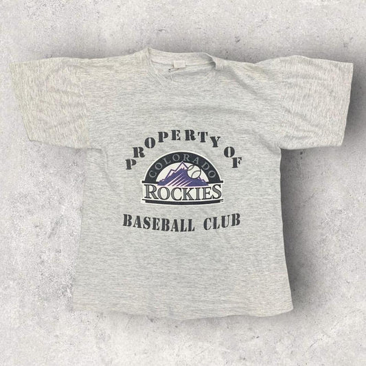 Vintage 90s USA Colorado Rockies baseball club promotional graphic t-shirt