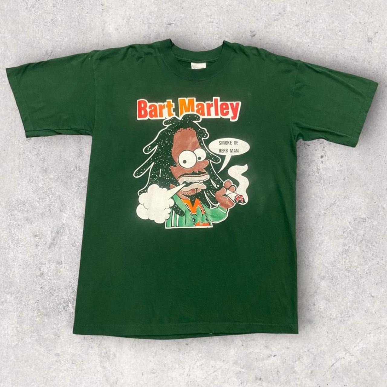 Vintage 90s USA Bart Marley the Simpsons parody reggae smoke graphic t-shirt