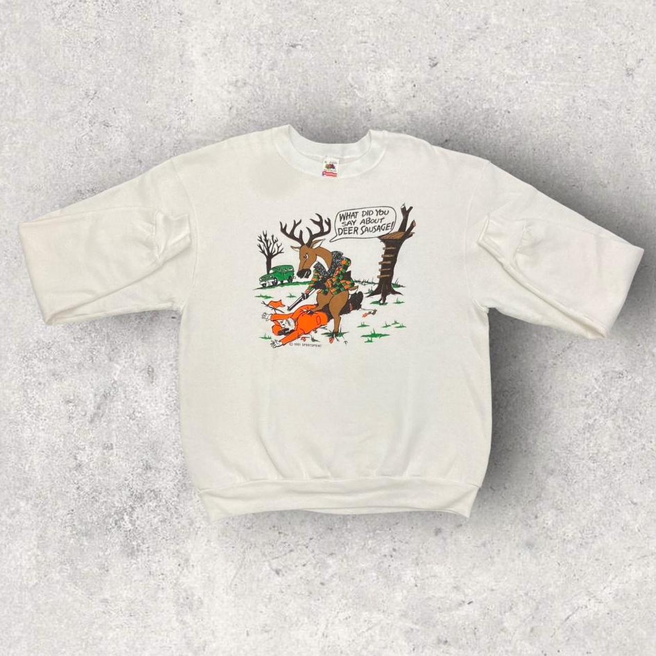 Vintage 90s USA hunter hunting humour deer promotional graphic sweatshirt