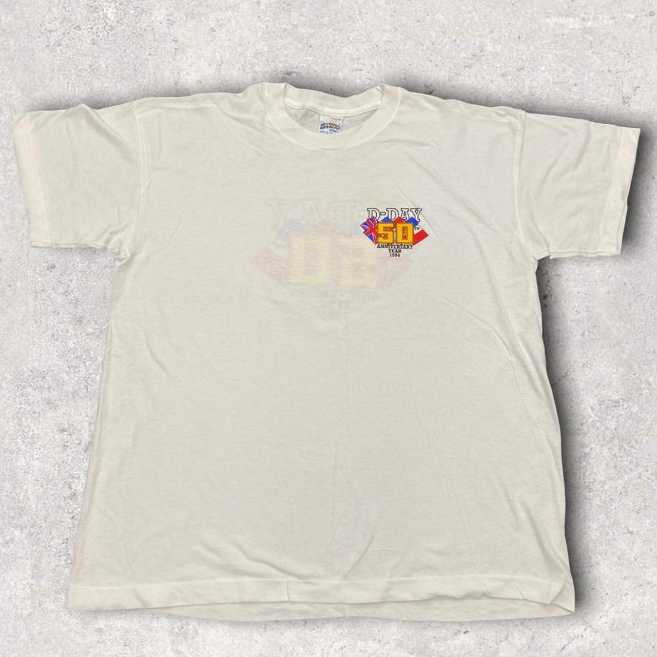 Vintage 90s USA D-day 50th anniversary graphic white t-shirt