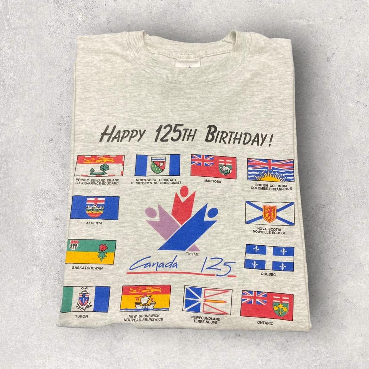 Vintage 90s Canada Toronto 125th birthday flags promotional graphic t-shirt