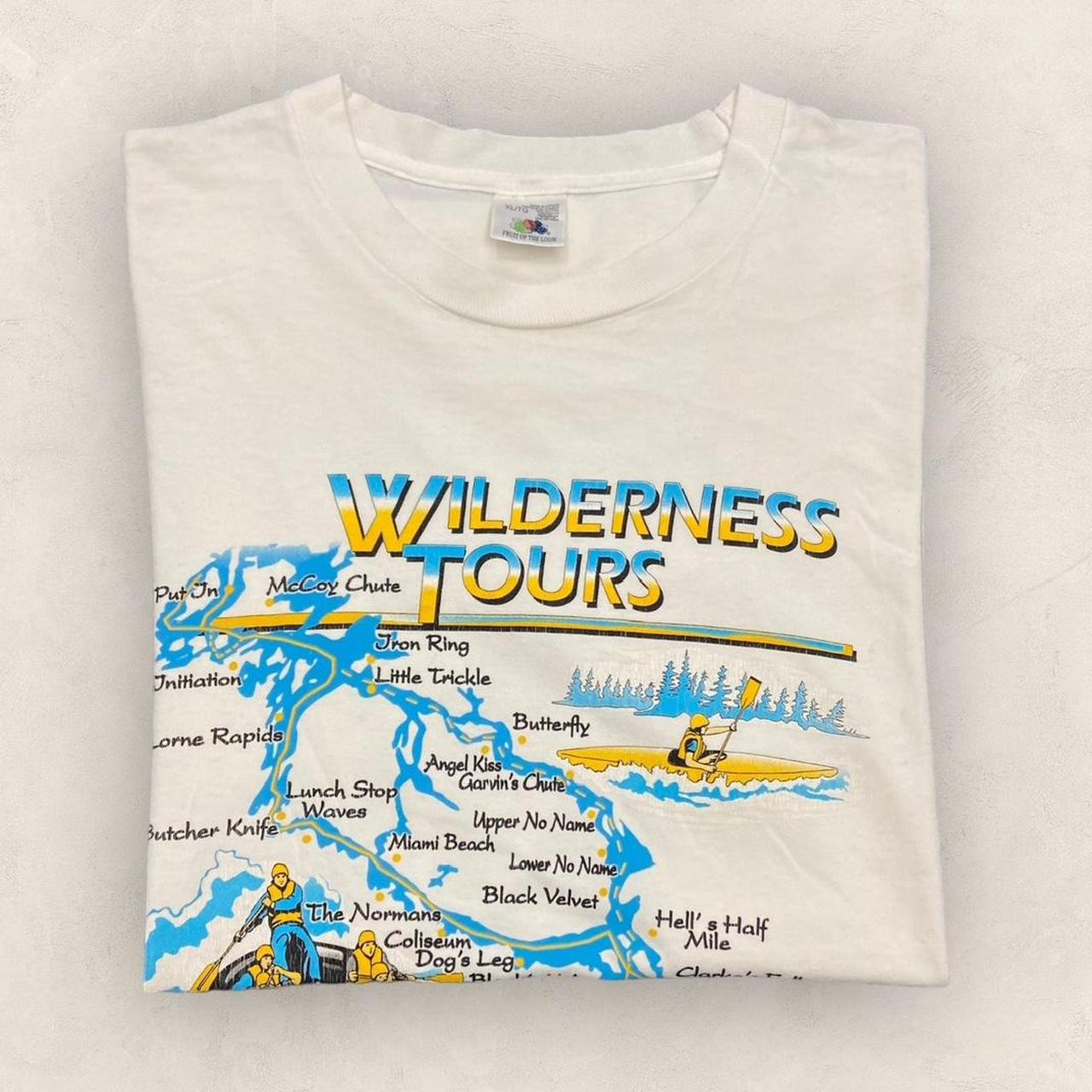 Vintage 90s wilderness tours whitewater rafting Ottawa river Canada promotional graphic t-shirt