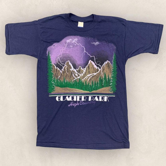 Vintage 80s USA Glacier Park National Park Montana mountain ranges nature graphic t-shirt