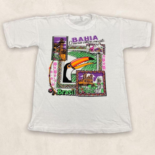 Vintage 90s Bahia Brasil tourist souvenir graphic white t-shirt