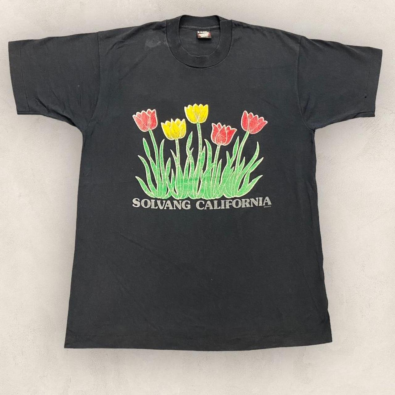 Vintage 90s USA Solvang California field of flowers tulips nature promotional graphic t-shirt