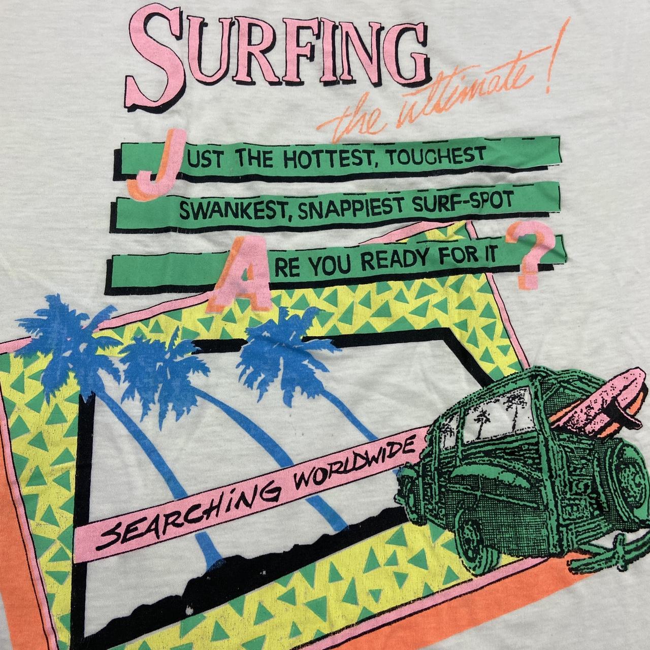 Vintage 90s USA surfing worldwide art deco promotional graphic t-shirt