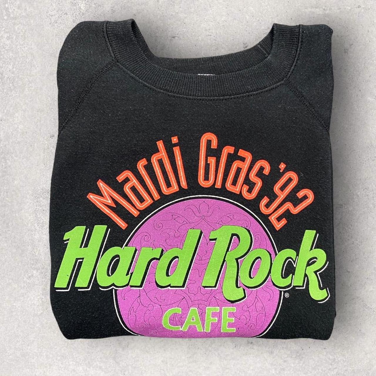 Vintage 90s USA Hard Rock Cafe Mardi Gras New Orleans promotional graphic sweatshirt