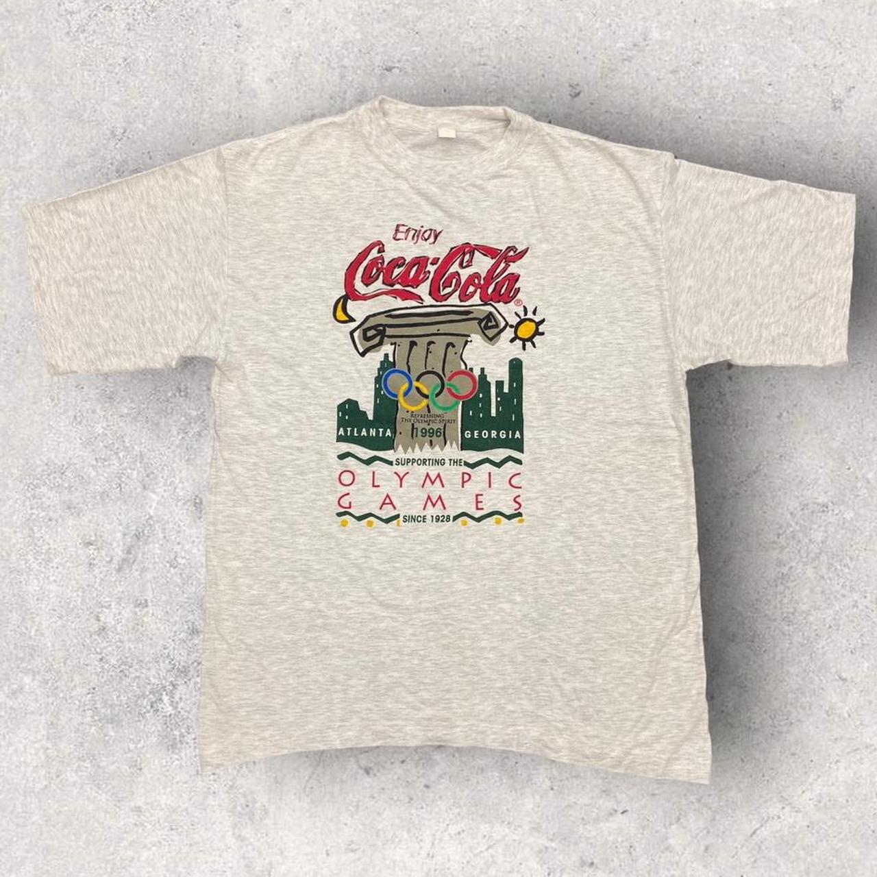 Vintage 90s USA Coca Cola Atlanta Olympics summer games promotional graphic t-shirt