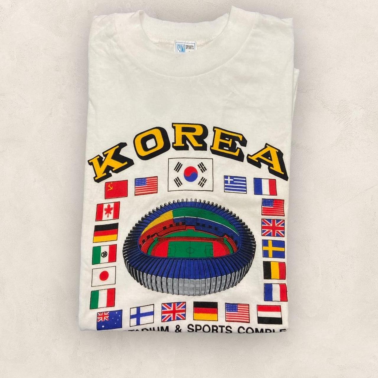 Vintage 80s Seoul South Korea Olympics summer games athletics promotional graphic t-shirt