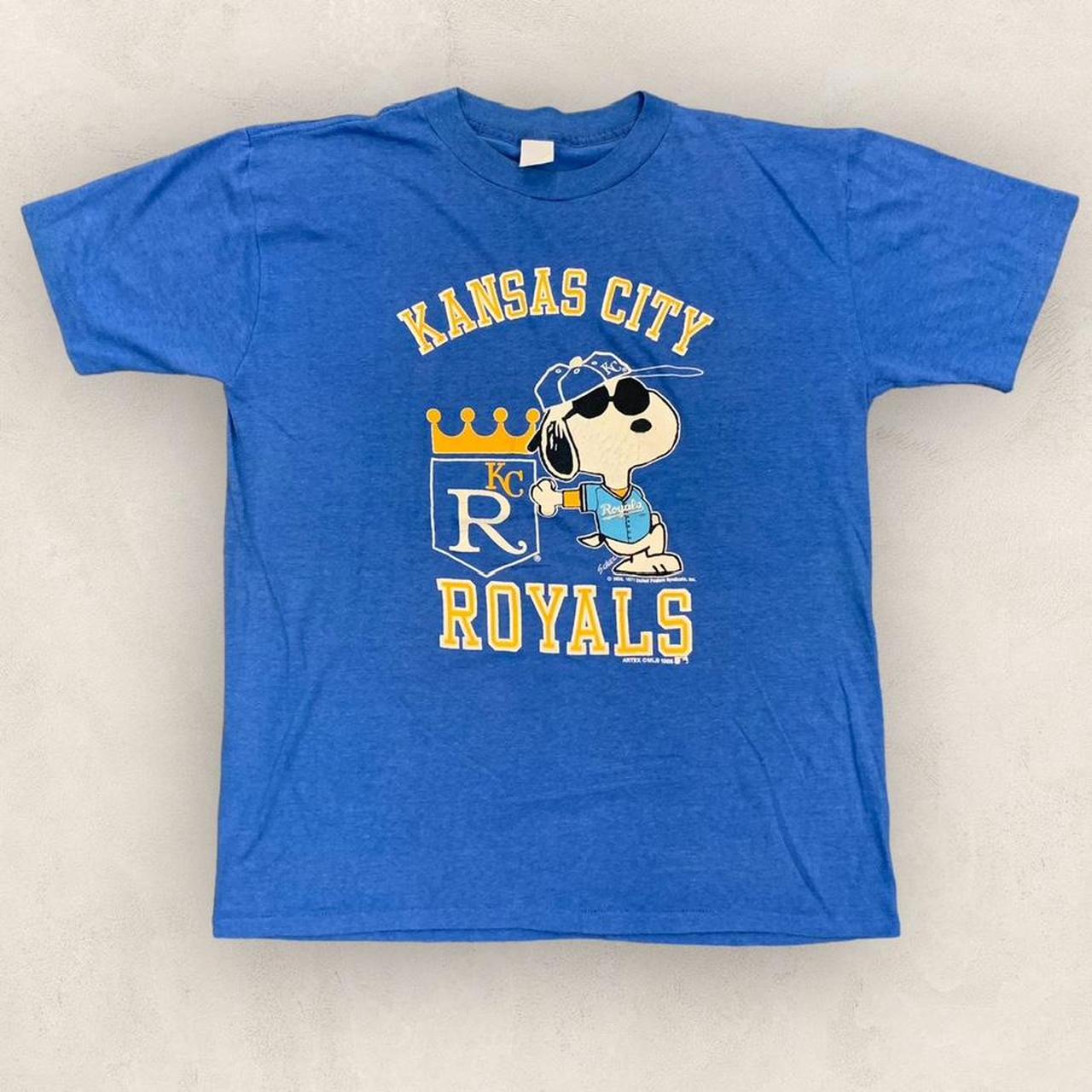 Vintage 80s USA Kanas City Royals baseball snoopy joe cool promotional graphic t-shirt