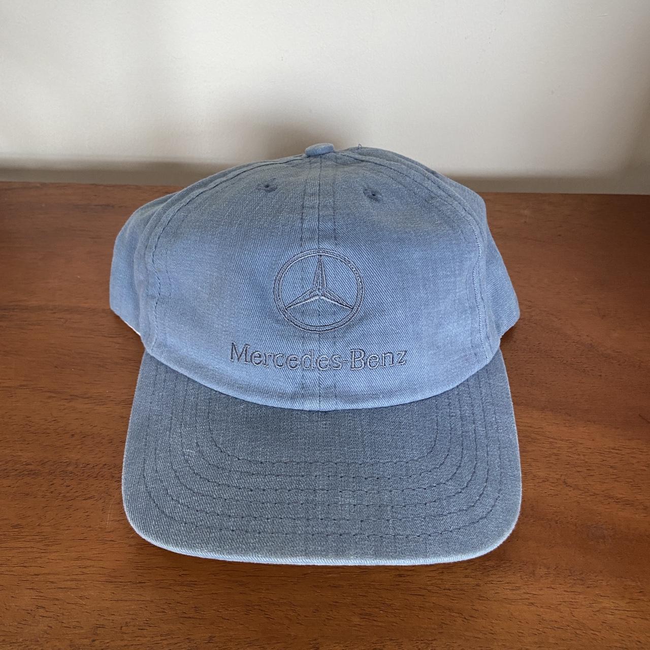 Vintage 90s USA Mercedes Benz motors classic logo graphic blue cap