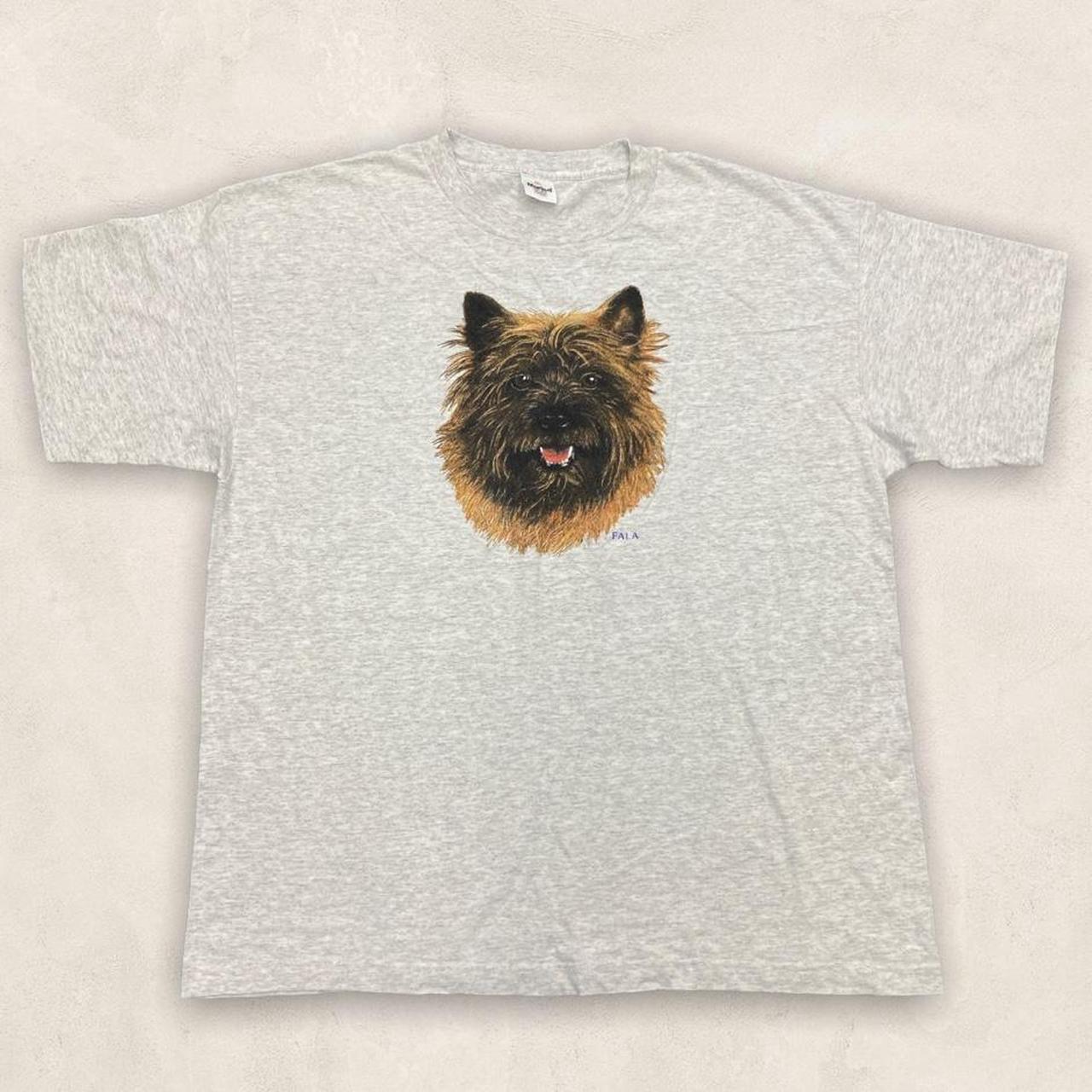 Vintage 90s USA fala dog face graphic grey t-shirt