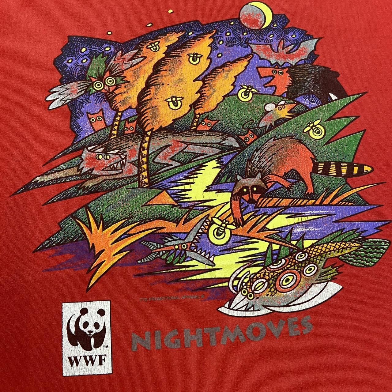 Vintage 90s WWF world wildlife federation nightmoves animals promotional graphic t-shirt