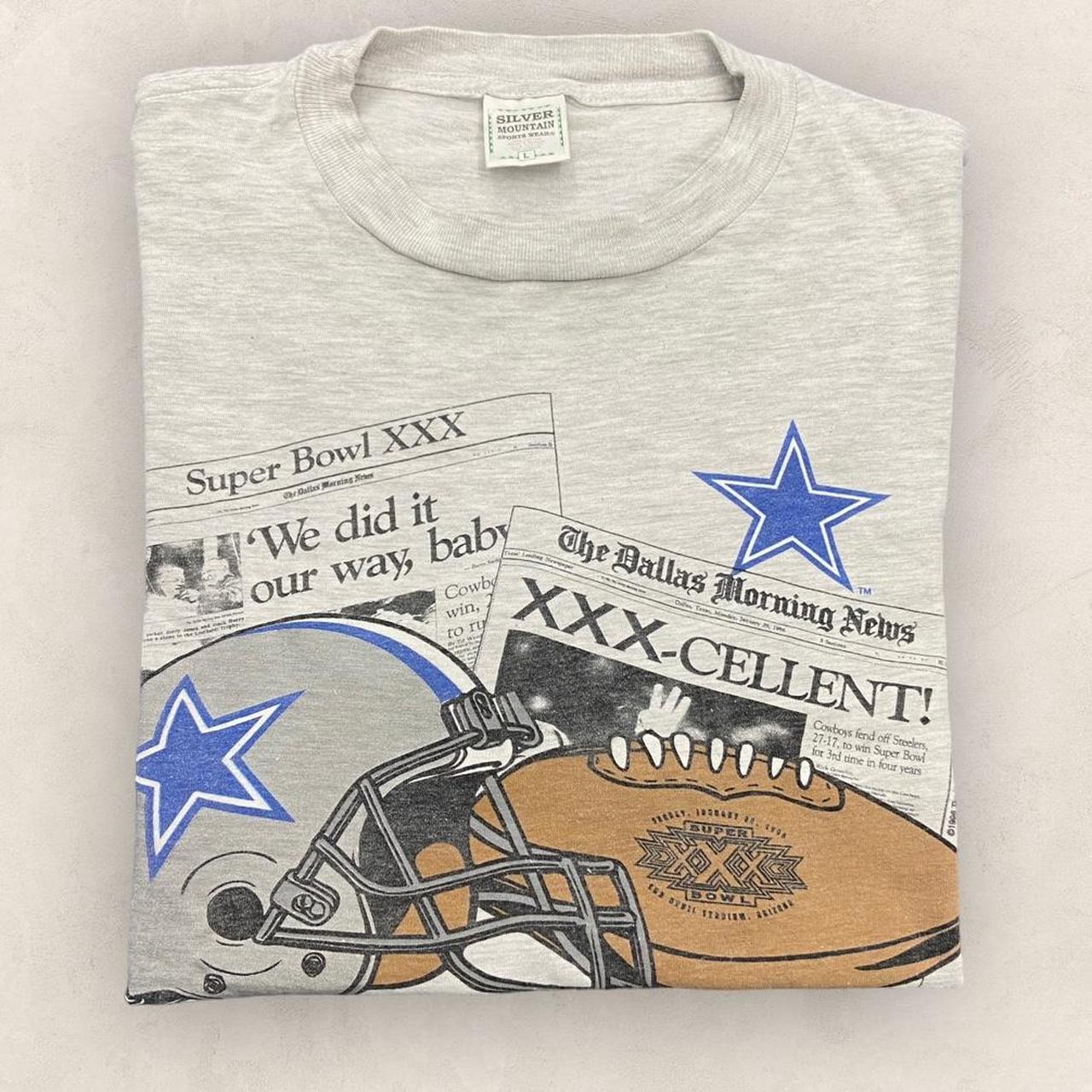 Vintage 90s USA Dallas Cowboys Super Bowl 30 champions NFL American football promotional t-shirt