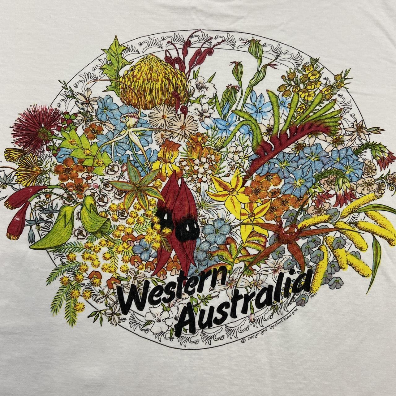 Vintage 90s Western Australia wildflowers nature graphic white t-shirt