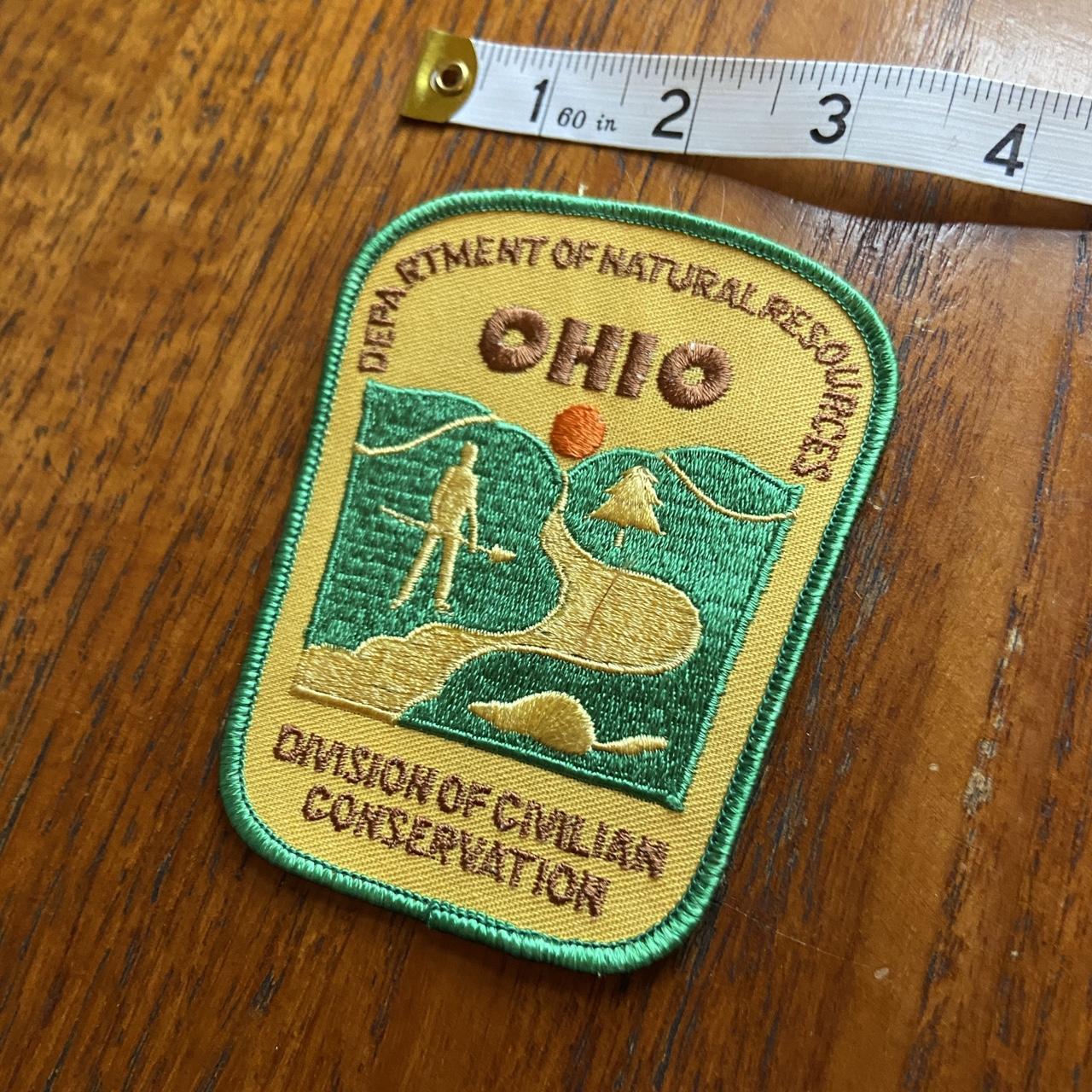 Vintage 80s USA patch Ohio department of natural resources nature wildlife embroidered sew on badge