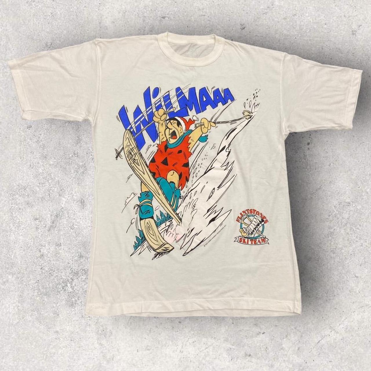 Vintage 80s USA The Flintstones ski team promotional graphic t-shirt