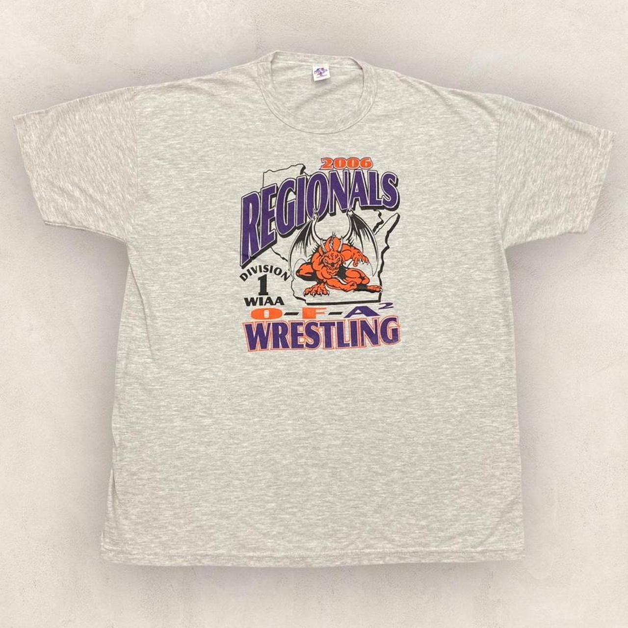 Vintage 2000s Y2K wrestling division one regionals tournament promotional graphic t-shirt