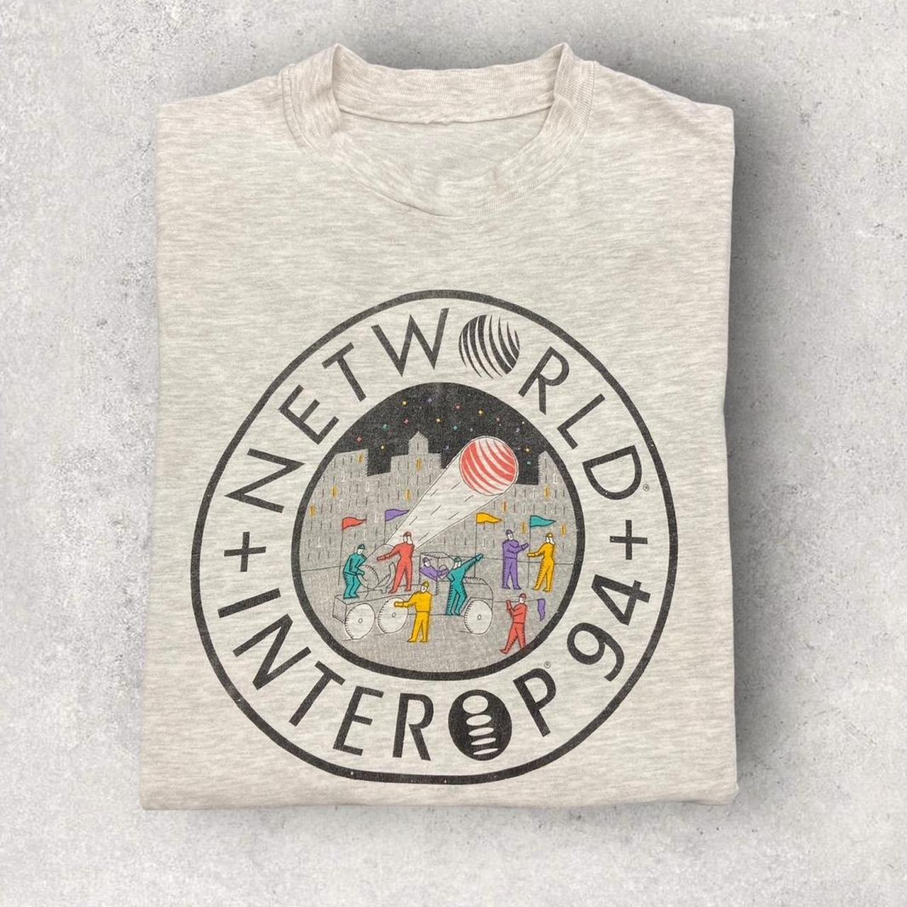 Vintage 90s USA Networld Interop IT world tour promotional graphic t-shirt