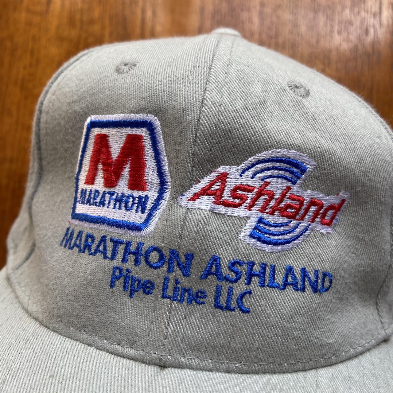 Vintage 90s USA marathon Ashland pipe line promotional graphic workwear cap