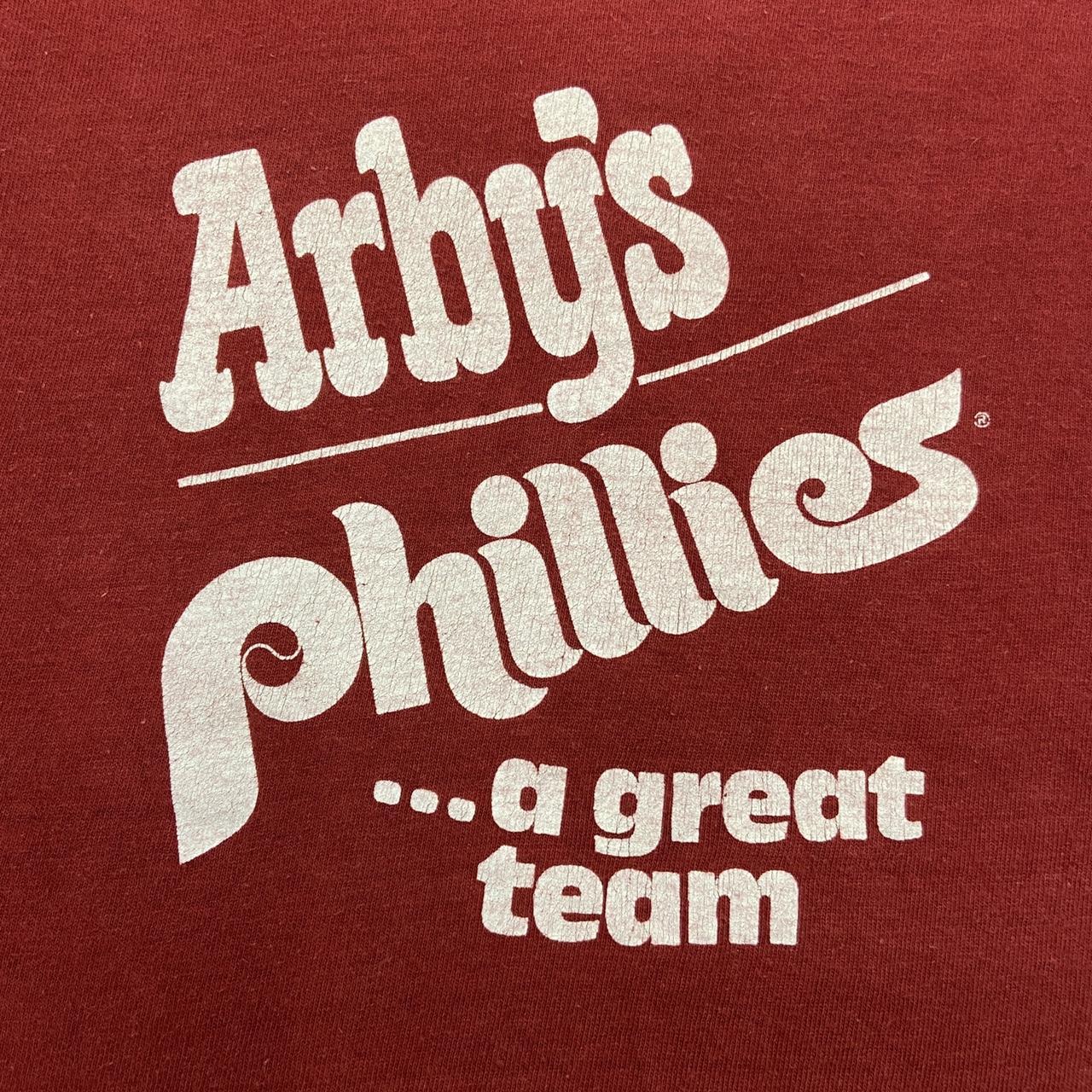 Vintage 90s USA Arby’s Phillies MLB Baseball Philadelphia Phillies promotional graphic t-shirt