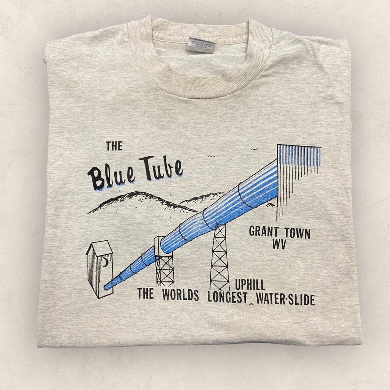 Vintage 90s USA The Blue Tube water slide West Virginia tourist souvenir graphic t-shirt